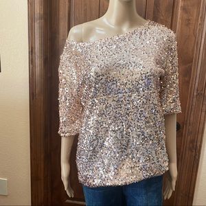 NWOT Rose Gold Sequin Blouse